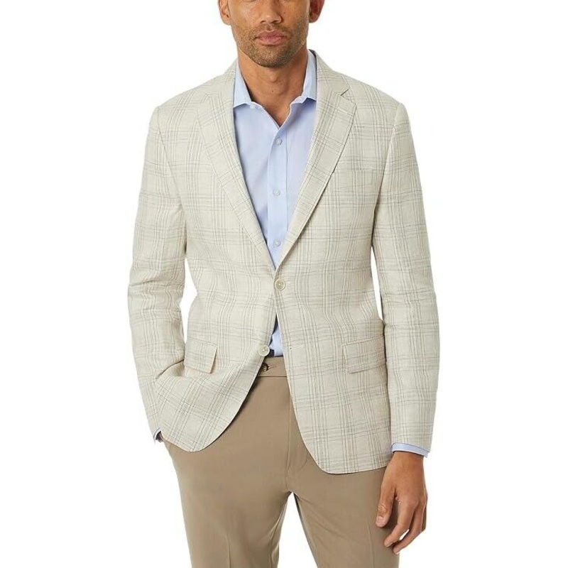 Lauren Ralph Lauren Men's Classic-Fit Ultraflex Linen Blazer 40R Cream Plaid