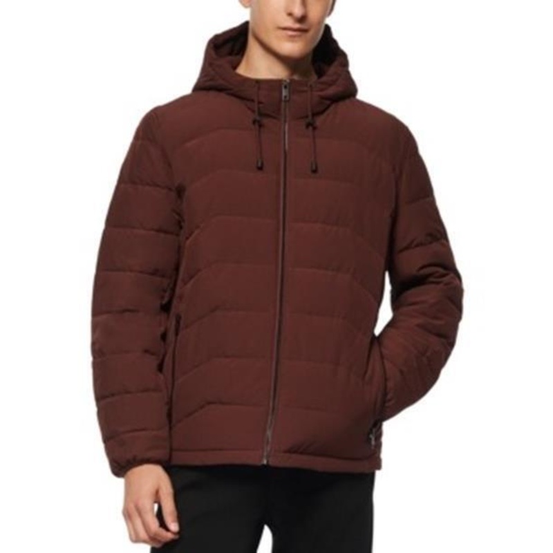 MARC NEW YORK Men's Claxton Packable Down Hooded Jacket XL Oxblood Red