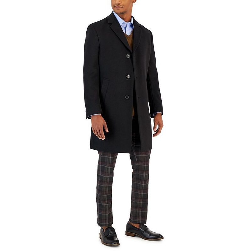 Nautica Men's Classic-Fit Camber Wool Overcoat Coat 42L Black