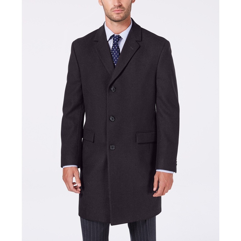 Nautica Men's Melton Classic Regular Fit Batten Overcoat Coat 36R Black