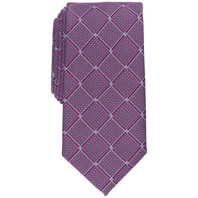 Perry Ellis Mens Ebsen Grid Pink Tie Necktie