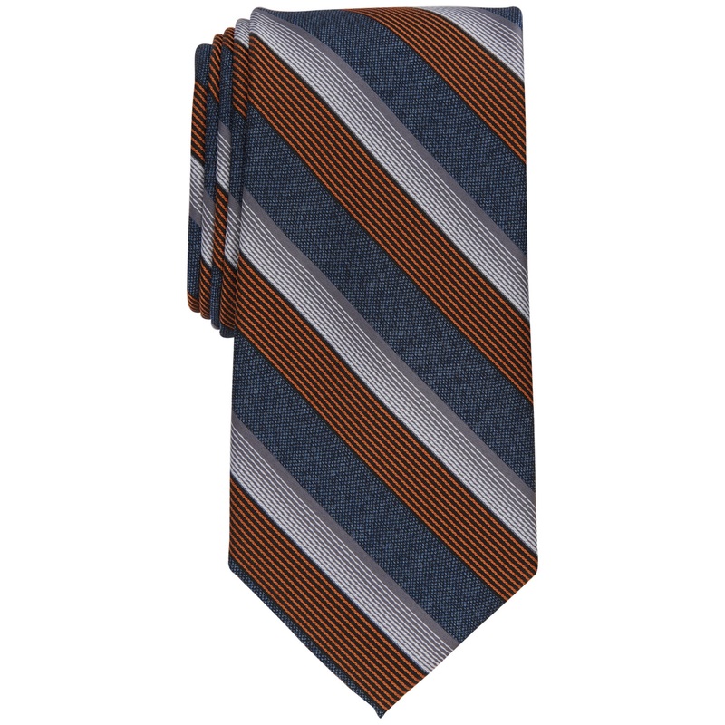 Perry Ellis Mens Preston Classic Stripe Tie Orange Necktie