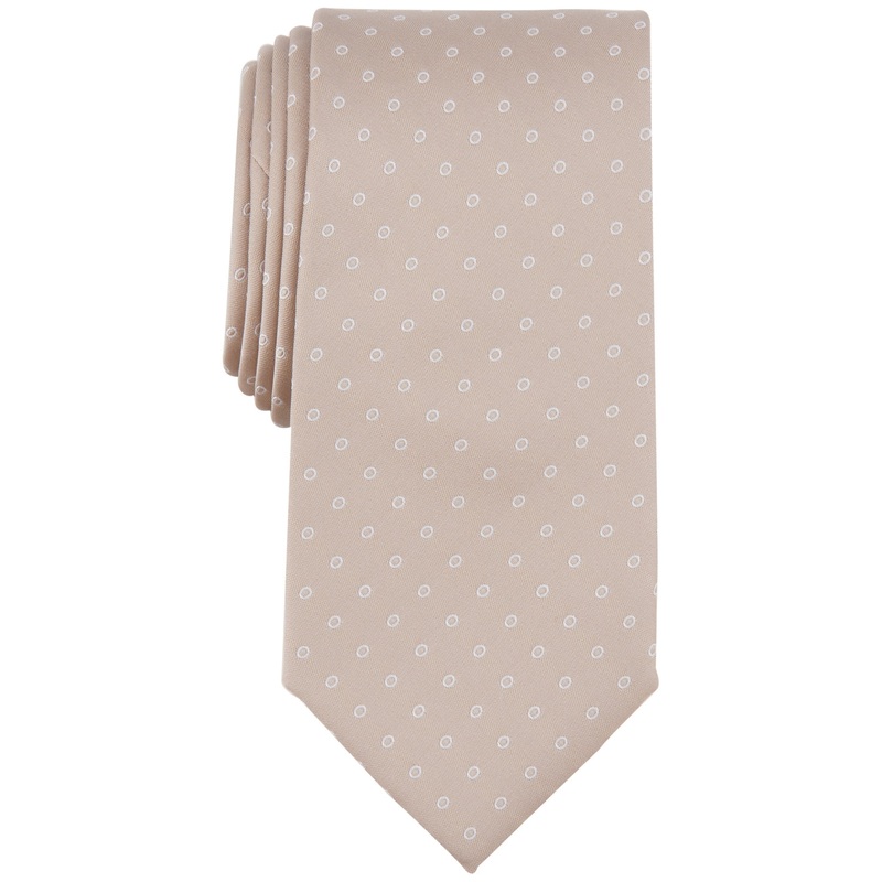 Perry Ellis Mens Richmond Dot Tie Taupe Beige Necktie