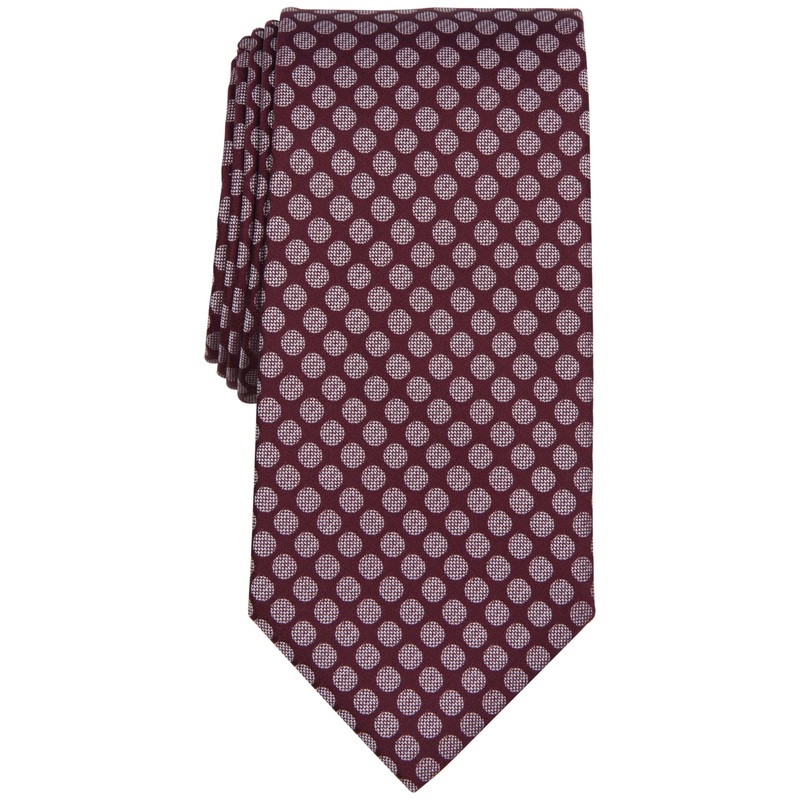 Perry Ellis Mens Teague Dot Print Tie Burgundy Red Necktie