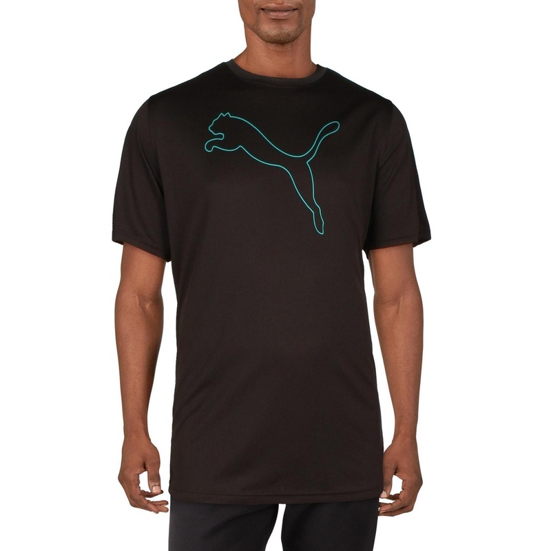 Puma Men's Performance Cat T-Shirt Black Aqua Large