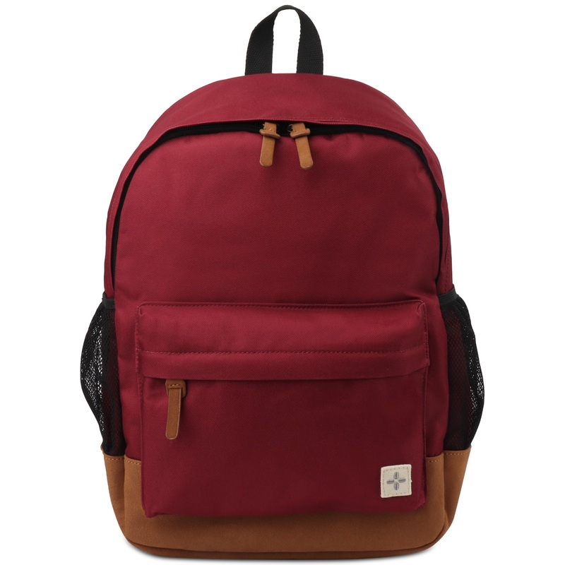 Sun Stone Men's  Riley Solid Burgundy Red Backpack