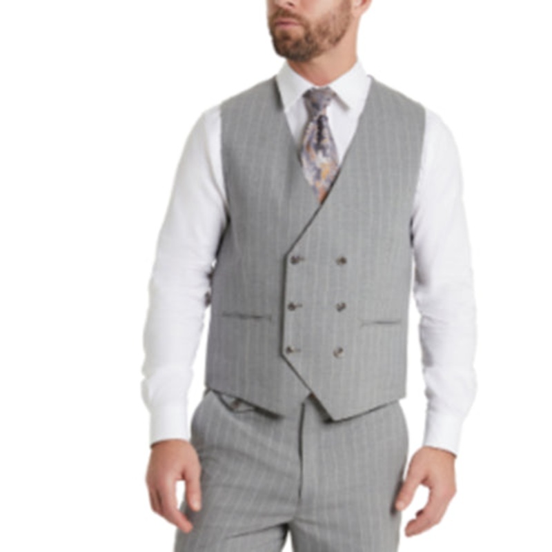 TAYION COLLECTION Men's Classic-Fit Pinstripe Suit Vest Grey XXL