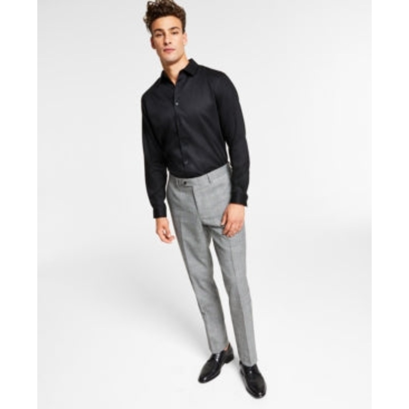 Bar III Men's Slim Fit Plaid Suit Dress Pants Black White 30 x 32