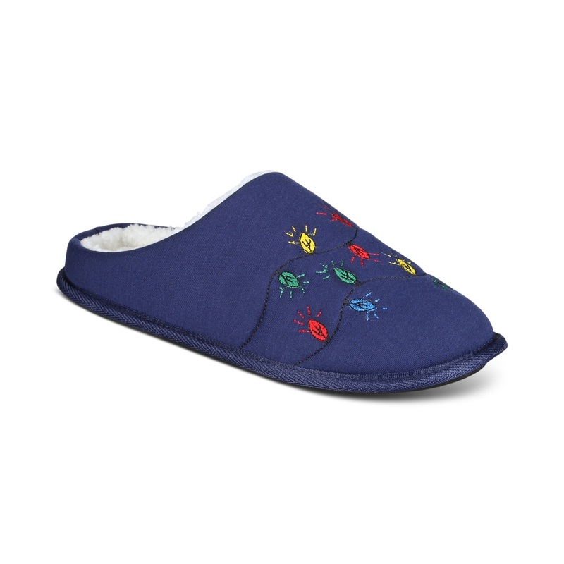 Club Room Men's Holiday Lights Slippers Slip On Blue Multi Medium 8 to 9