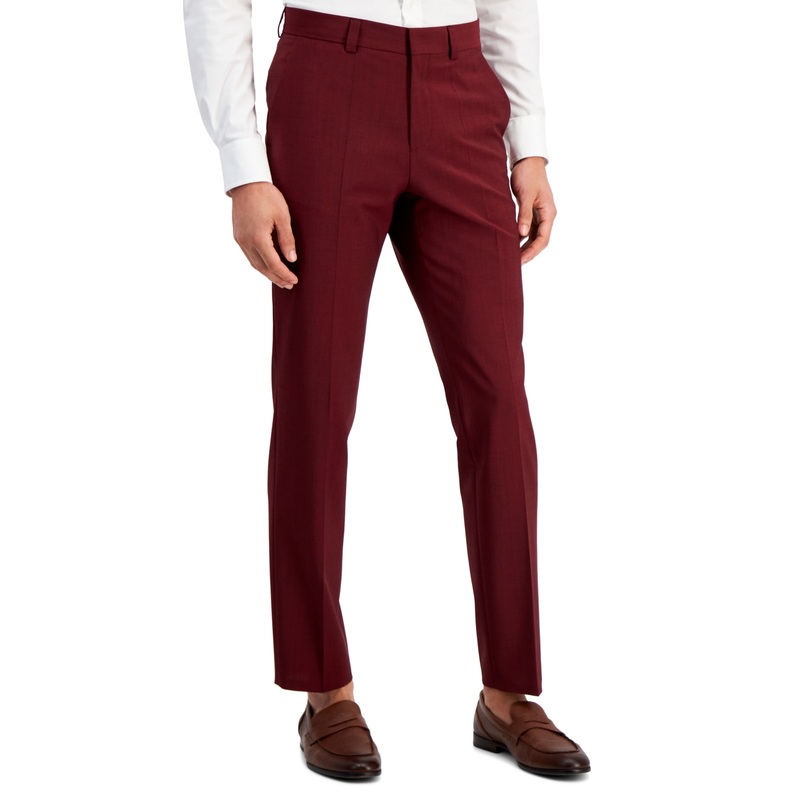 Hugo Boss Men's Modern Fit Dress Suit Pants Dark Red Suit 38 x 32