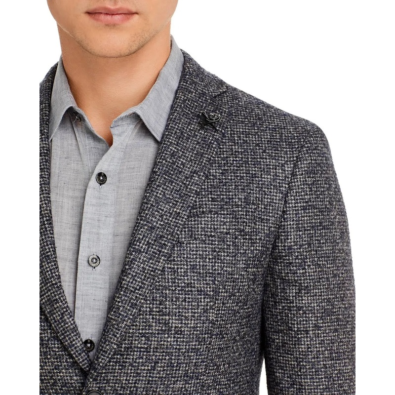 John Varvatos Star Usa Boucle Houndstooth Slim Fit Sport Coat 44R Grey