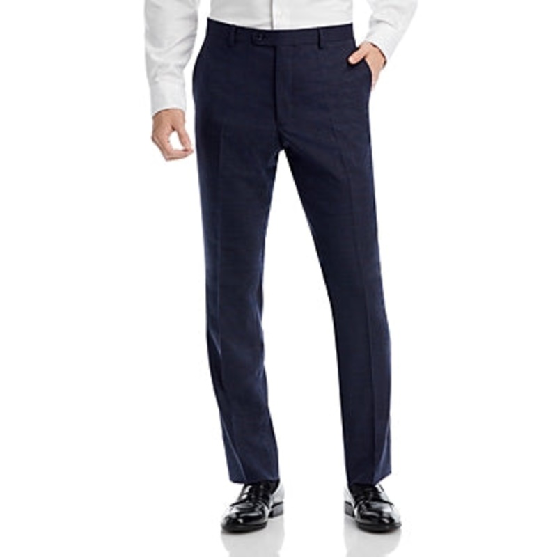 John Varvatos Star Usa Mens Crepe Weave Plaid Slim Fit Suit Dress Pants Blue 34