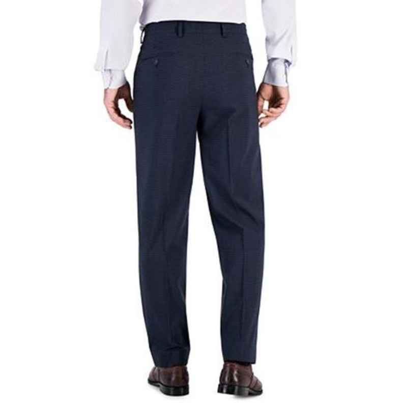 Nautica Mens Slim Fit Suit 36S / 30 x 32 Blue Check Plaid Flat Pant