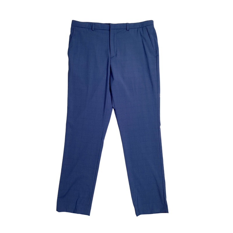 Perry Ellis Portfolio Mens Slim Fit Windowpane Suit Dress Pants Blue 32 x 32