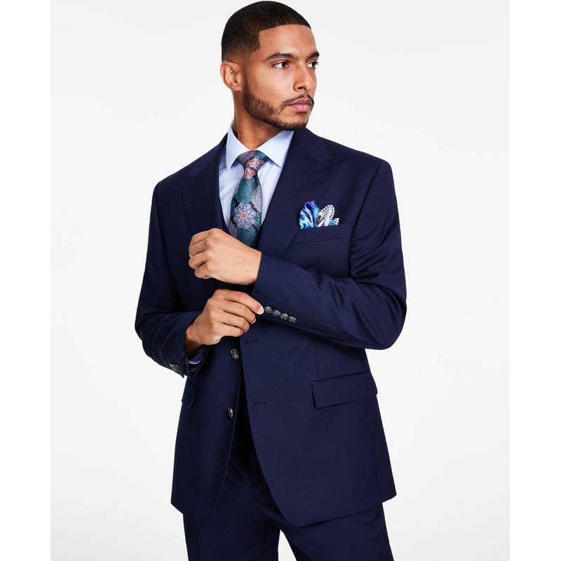 Tayion Collection Mens Classic Fit Sport Coat Blazer Dark Blue 40R