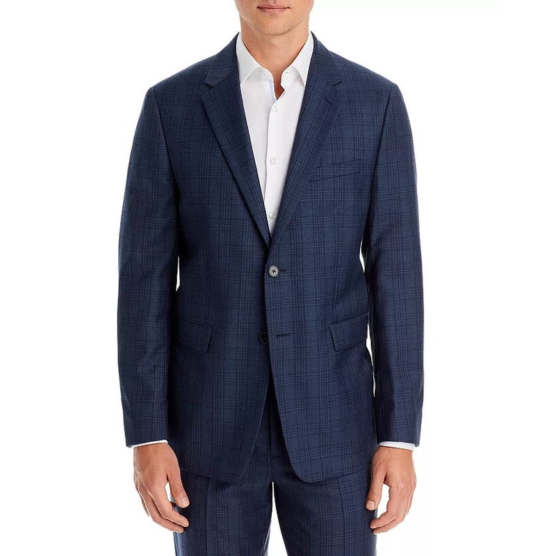 Theory Chambers Prestige Plaid Slim Fit Suit Jacket 38R Navy Blue