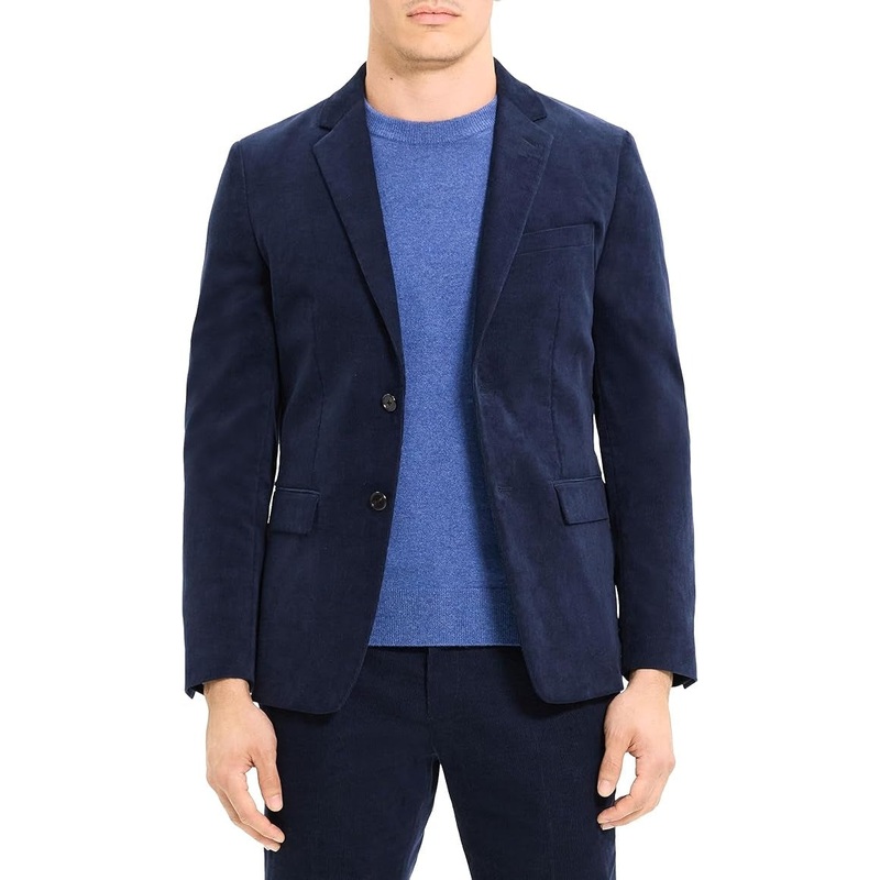 Theory Men's Slim Fit Morton Stretch Corduroy Blazer Sport Coat 36R Navy Blue