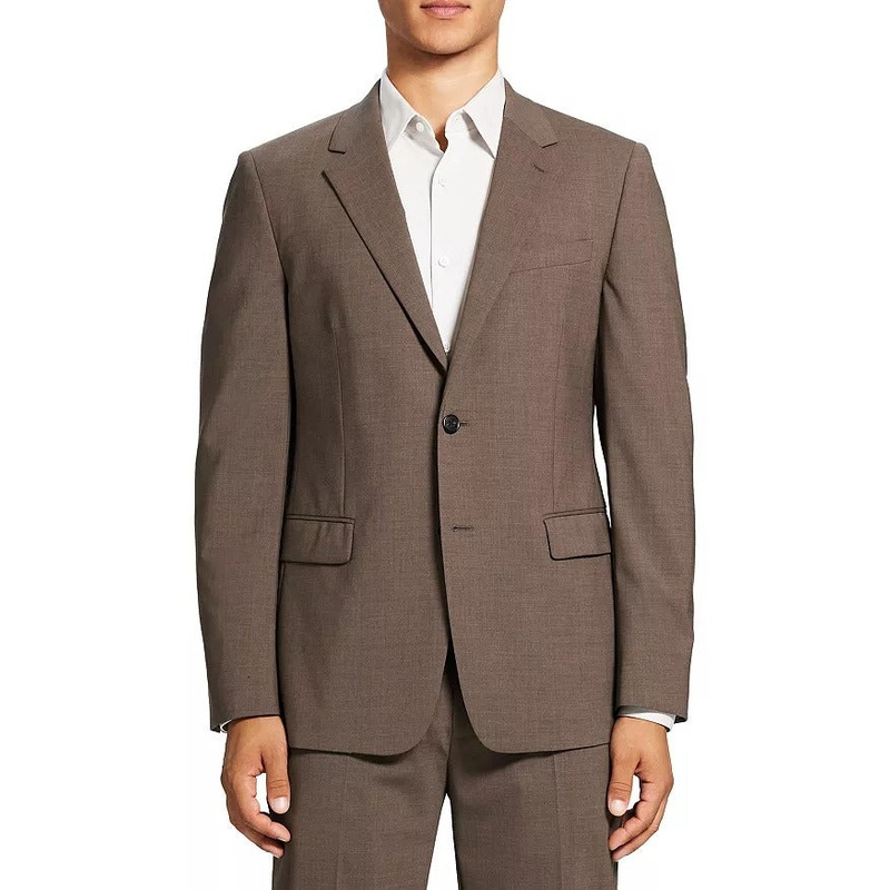 Theory Mens Chambers Slim Fit Suit Jacket 38R Brown Wool Stretch