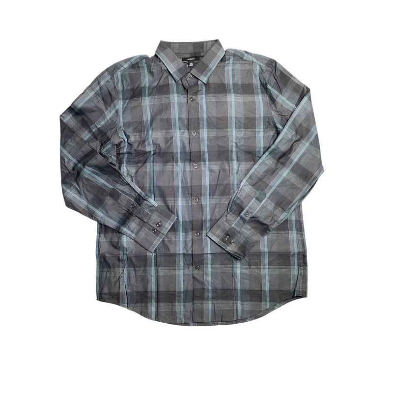 Alfani Men's Lomia Regular Fit Button Down Shirt Black Blue Large