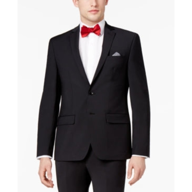 Bar III Men's Extra Slim Fit Stretch Sport Coat Blazer Black  42R
