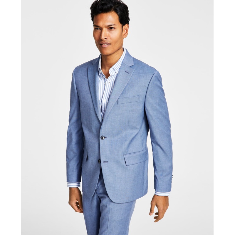 Ben Sherman Mens Skinny Fit Sport Coat Blazer Blue Sharkskin 36R