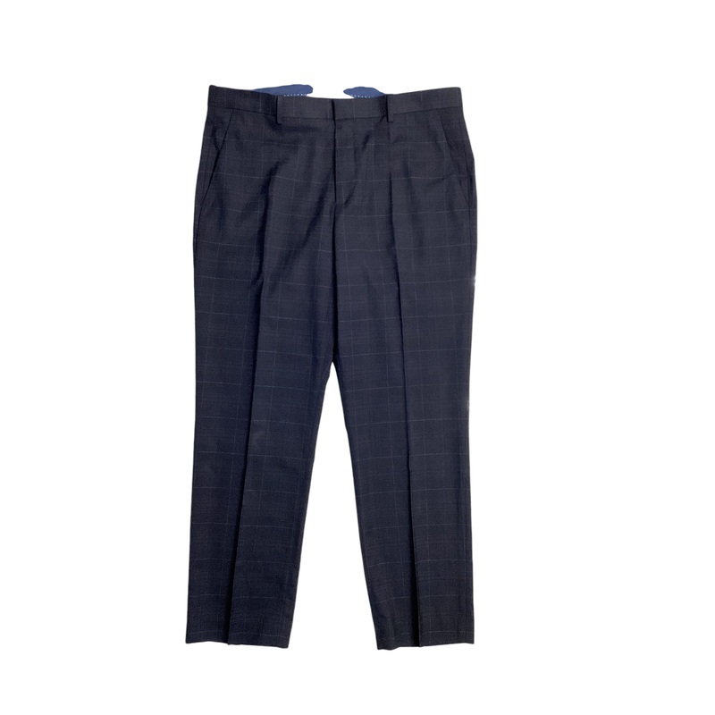 Perry Ellis Mens Flat Front Suit Dress Pants Navy Blue 36 x 29