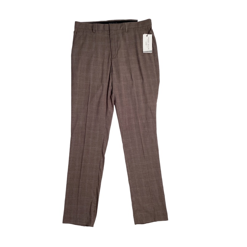 Perry Ellis Portfolio Mens Slim Fit Solid Flat Front Pants Brown 34 x 32