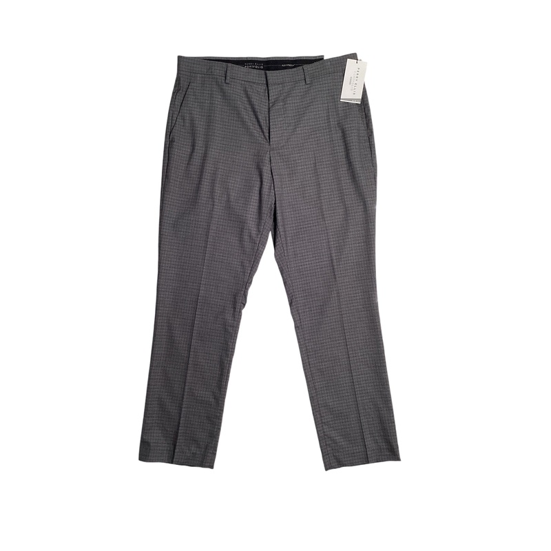 Perry Ellis Portfolio Mens Slim Fit Solid Flat Front Pants Charcoal Grey 32 x 32