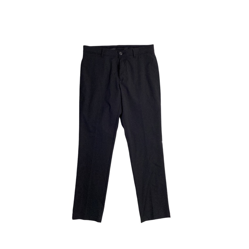 Perry Ellis Portfolio Mens Slim Fit Solid Stretch Flat Front Pants Black 30 x 29