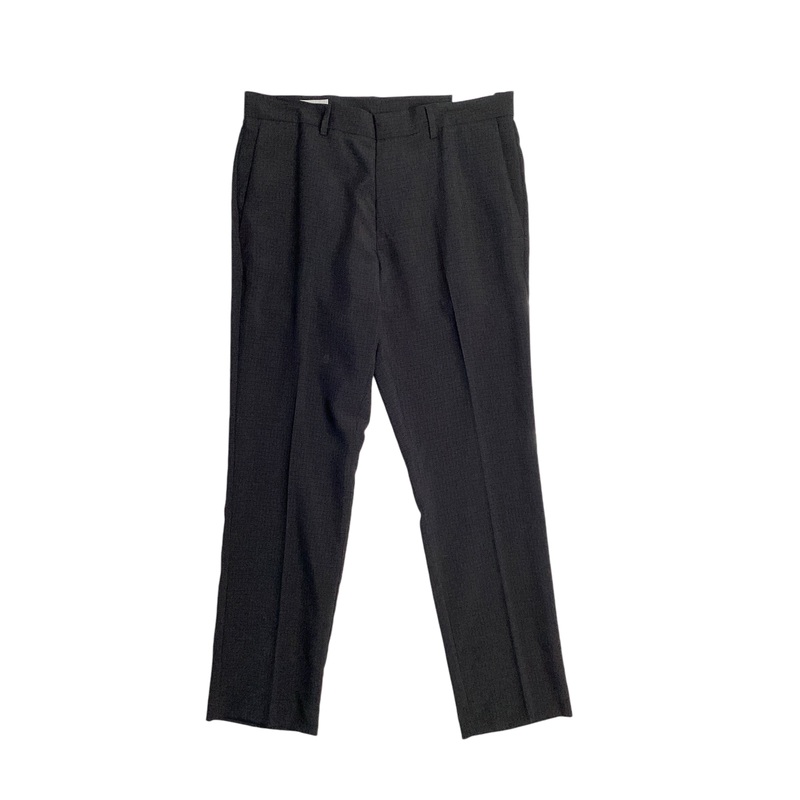 Perry Ellis Portfolio Mens Slim Fit Twill Flat Front Pants Caviar Black 33 x 30