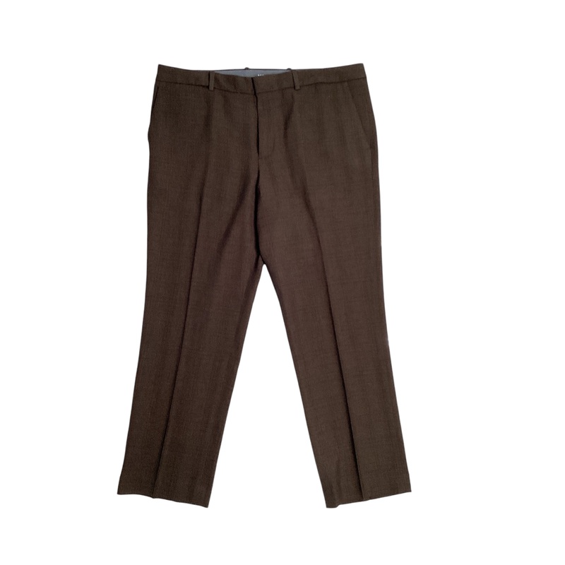 Perry Ellis Portfolio Modern Fit Flat Front Pants Major Brown 40 x 30