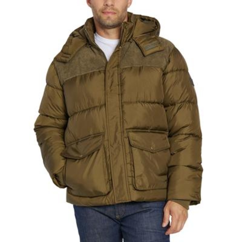 Sean John Mens Cargo Coat Puffer Jacket Olive Green Medium