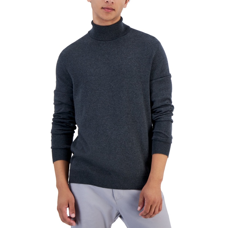 Alfani Men's Turtleneck Sweater Dark Lead Heather Grey  XL