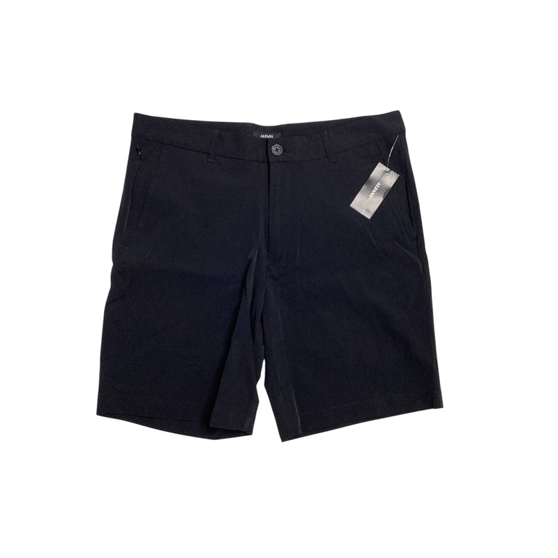 Alfani Mens Flat Front Tech Shorts Deep Black 32