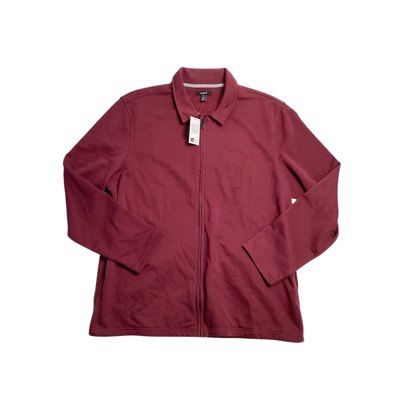 Alfani Mens Harrington Coat French Terry Zip Front Jacket Maroon Red  Small