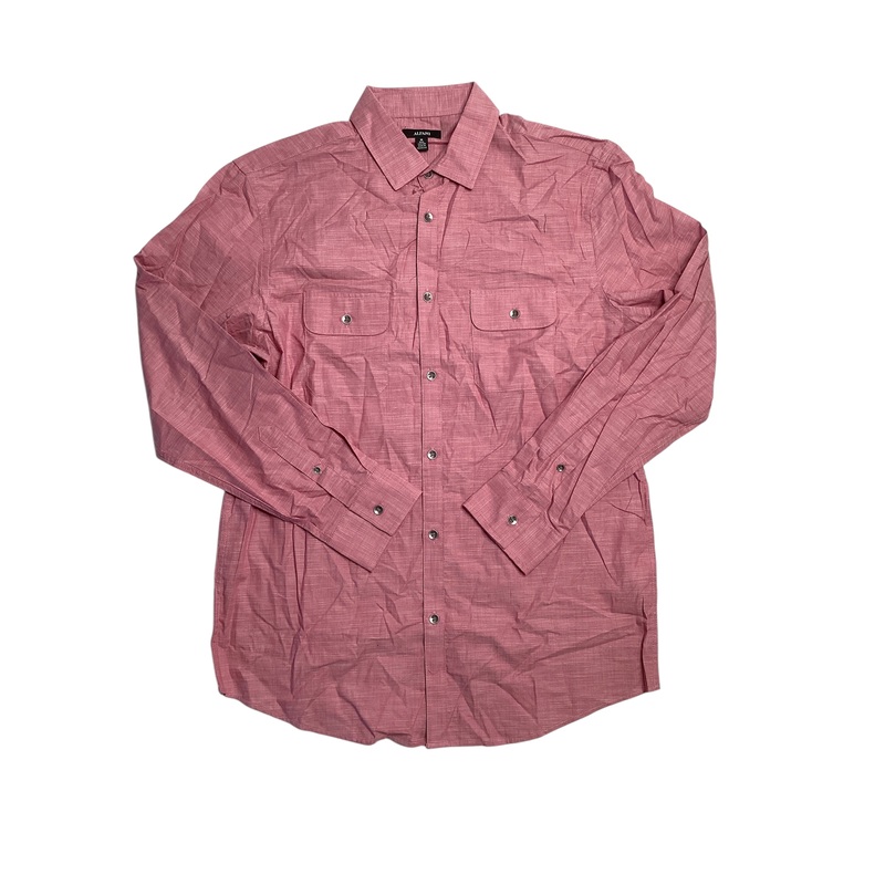 Alfani Mens Regular Fit Button Down Shirt Smudge Cranberry Pink 2XL