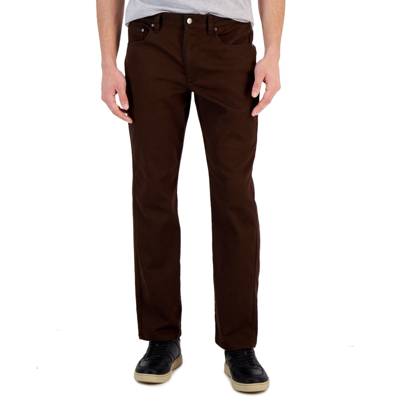 Alfani Mens Straight Leg Five Pocket Jean Pants Sable Brown 32 x 30