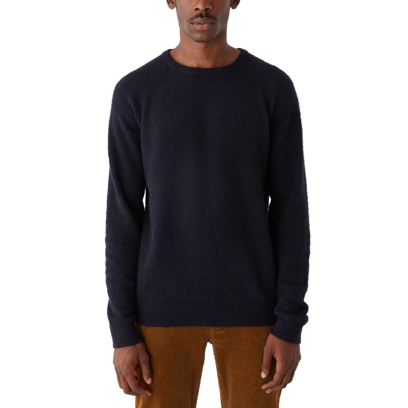 Frank And Oak Mens Textured Crewneck Long Sleeve Sweater Deep Well Blue XL