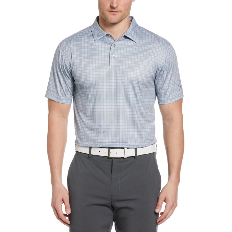 PGA TOUR Mens Grid Print Short Sleeve Polo Shirt Tradewinds XL