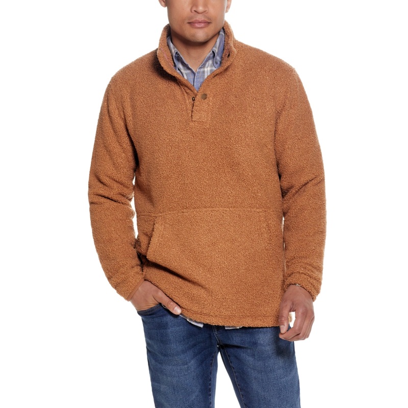 Weatherproof Vintage Men's Sherpa Quarter Snap Pullover Chipmunk Orange  Small