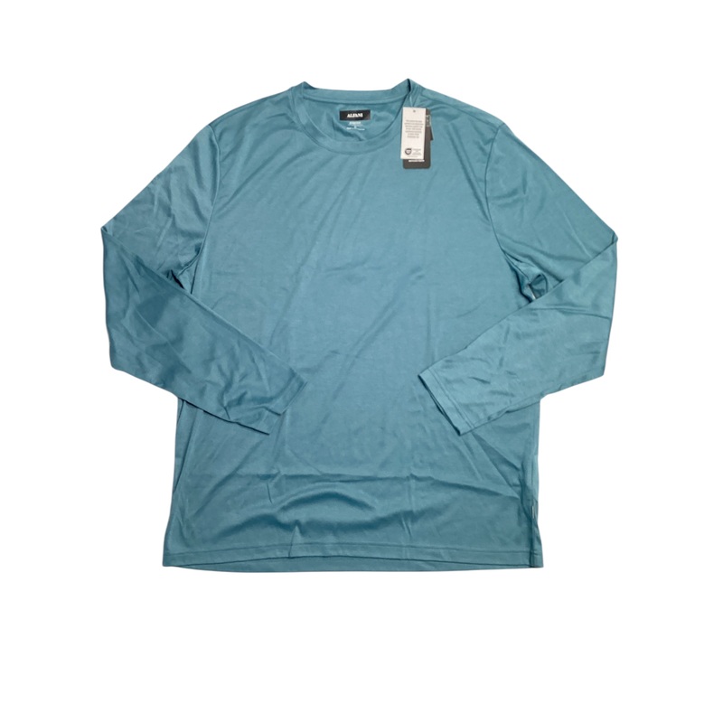 Alfani Alfatech Long Sleeve Crewneck Shirt Deep Patina Blue Small