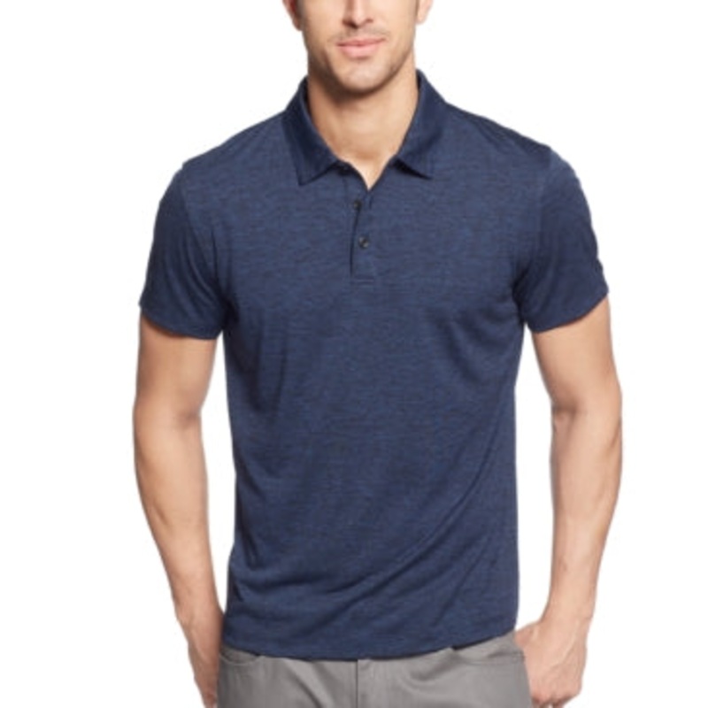 Alfani Ethan Solid Performance Short Sleeve Polo Shirt  Lucky Blue Small