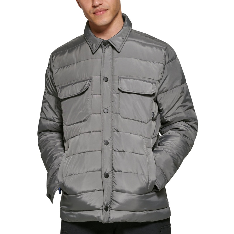 BASS OUTDOOR Mens Mission Quilted Puffer Shirt Jacket Coat Gargoyle Grey Medium