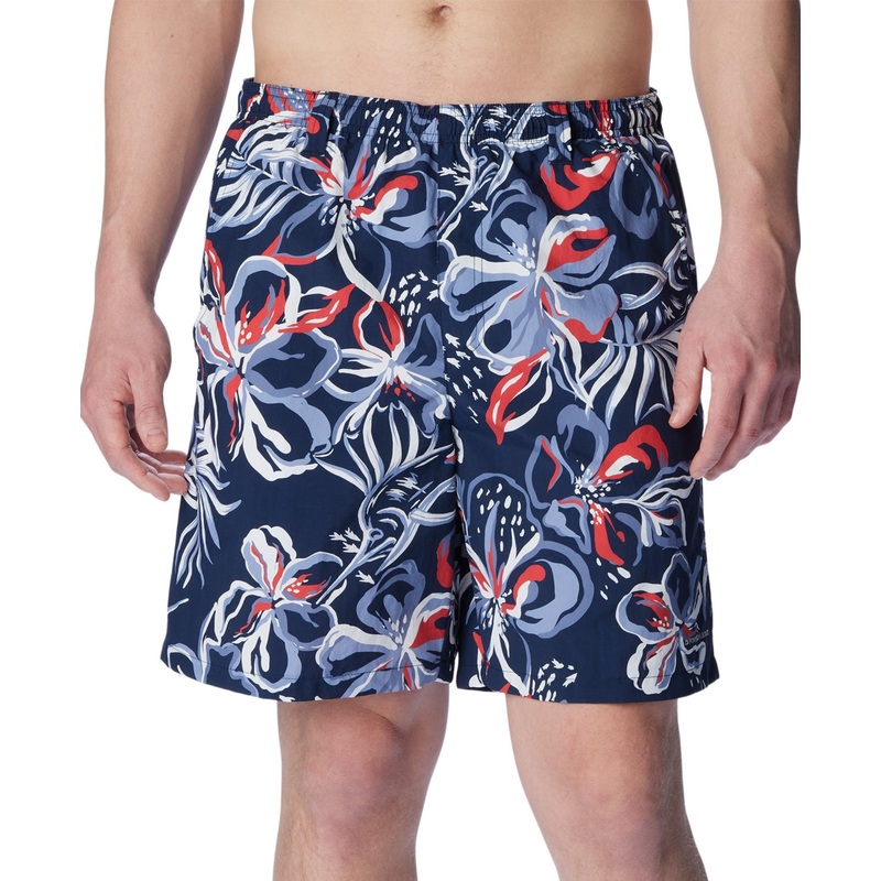 Columbia Mens Backcast Printed Water Shorts Blue Stone Wildw Small