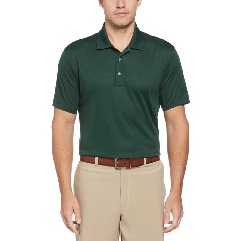 PGA TOUR Mens Airflux Short Sleeve Golf Polo Shirt Sycamore Green Small