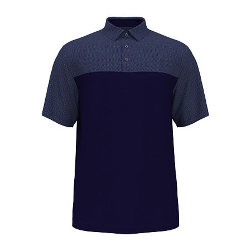 PGA TOUR Mens Athletic Fit Airflux Birdseye Polo Shirt Peacoat Blue  Small