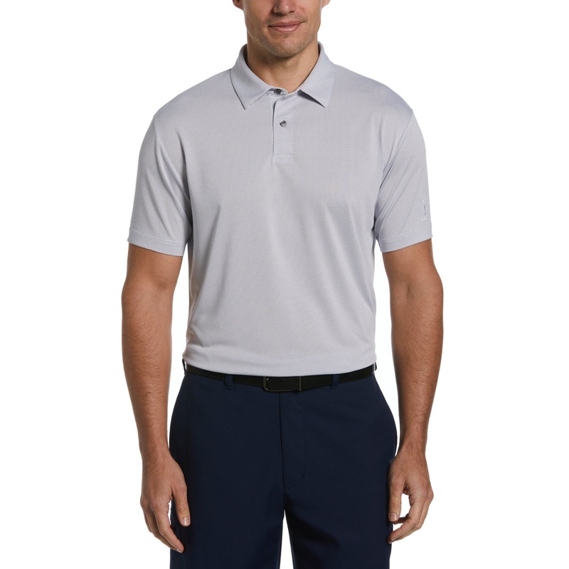 PGA TOUR Mens Birdseye Textured Short Sleeve Polo Shirt Bright White Small