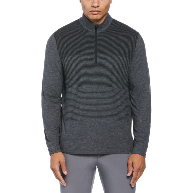 PGA TOUR Mens Lux Touch Quarter Zip Ombre Golf Sweater Heather Grey Small