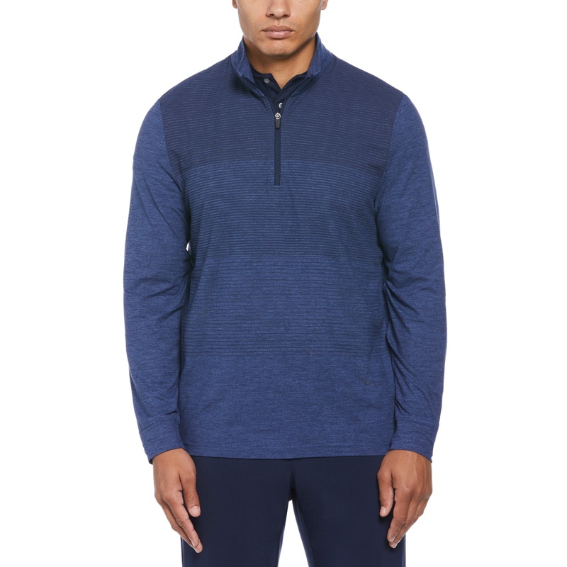 PGA TOUR Mens Lux Touch Quarter Zip Ombre Golf Sweater Peacoat Blue Small