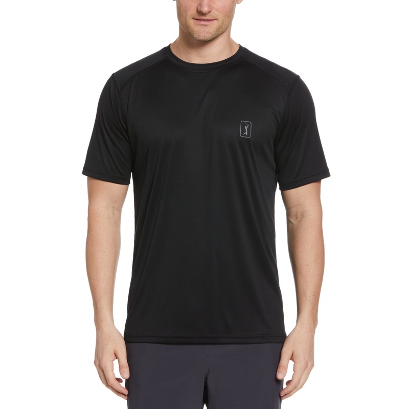PGA TOUR Mens Performance Golf Short Sleeve T Shirt Caviar Black Small